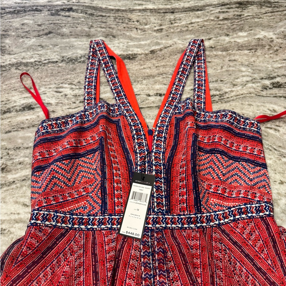 BCBGMaxAzria Red, Navy & White Printed Sundress - Picture 2 of 4